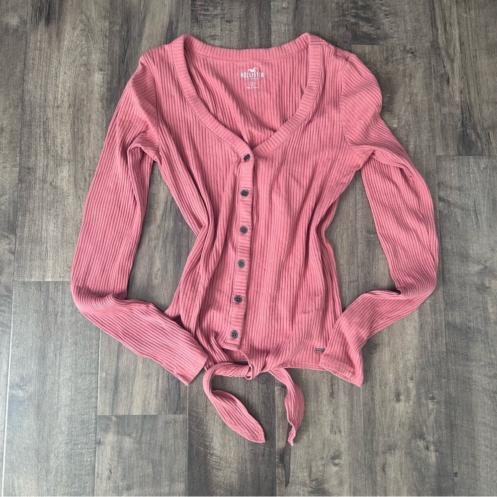 Hollister Dusty Rose Ribbed Button-Down Shirt